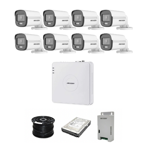 Hikvision 8 Channel 1080p 20M ColorVu Kit With Audio SMART HYBRID Cameras | 1TB HDD | 100m RG59